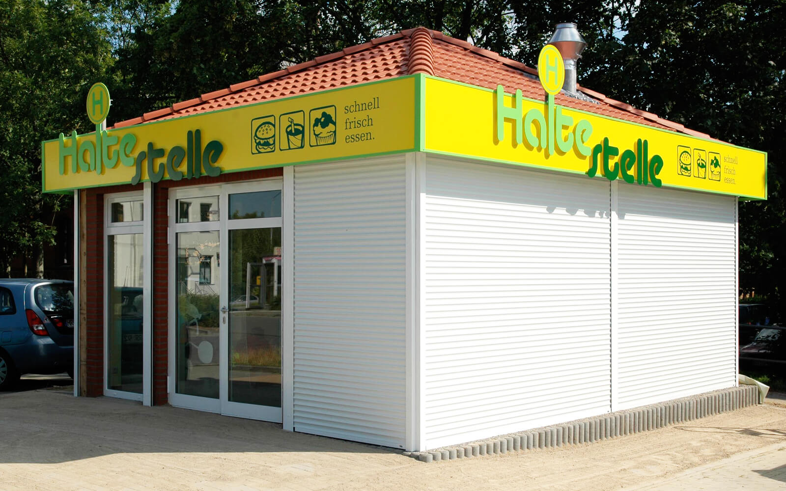 Außenwerbung für Kiosk an der Ostsee