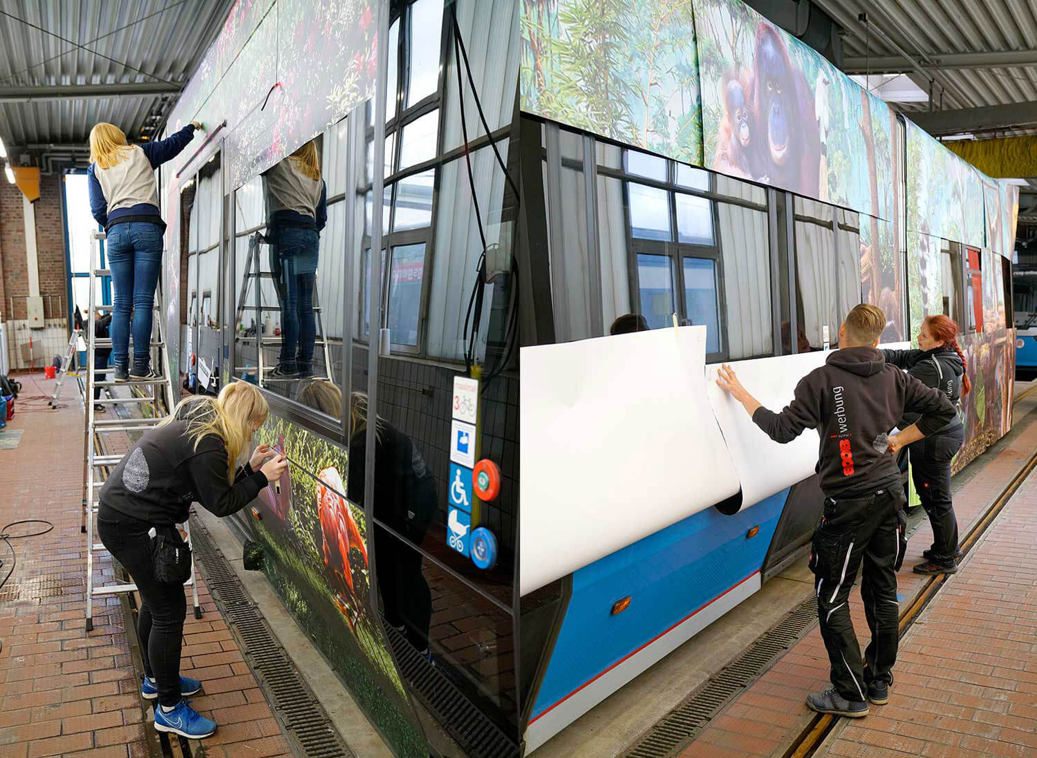 Folierung einer Straßenbahn